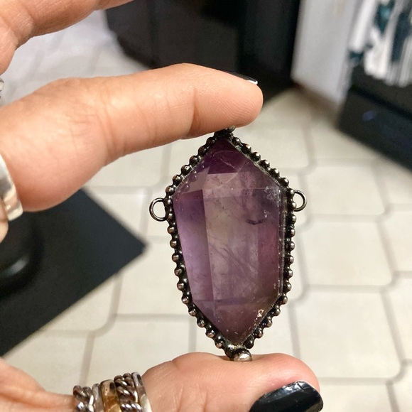 Handmade maille gemstone amethyst crystal chain necklace - Picture 16 of 16